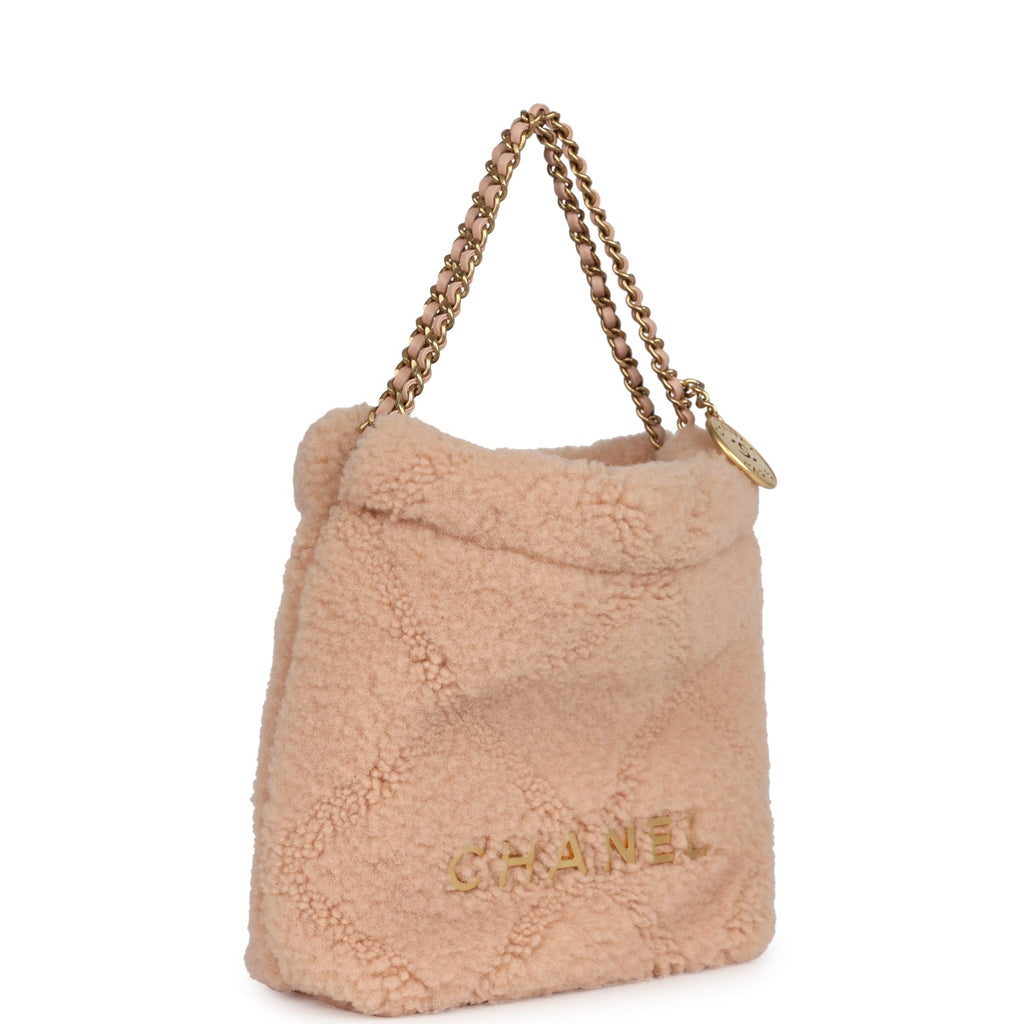 Mini 22 Bag Light Pink Shearling Gold Hardware