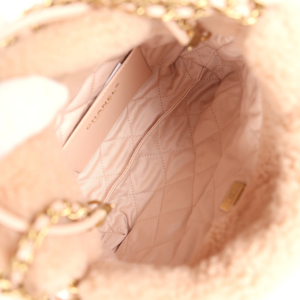 Mini 22 Bag Light Pink Shearling Gold Hardware