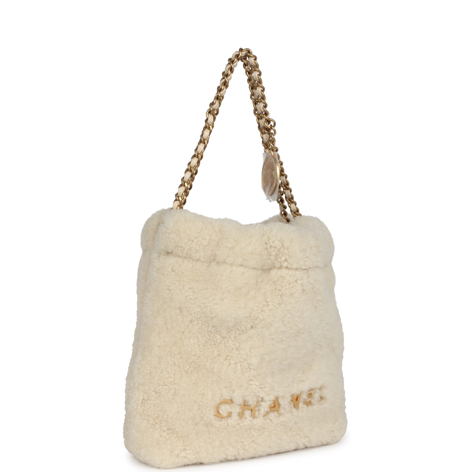 Mini 22 Bag Ecru Shearling Gold Hardware