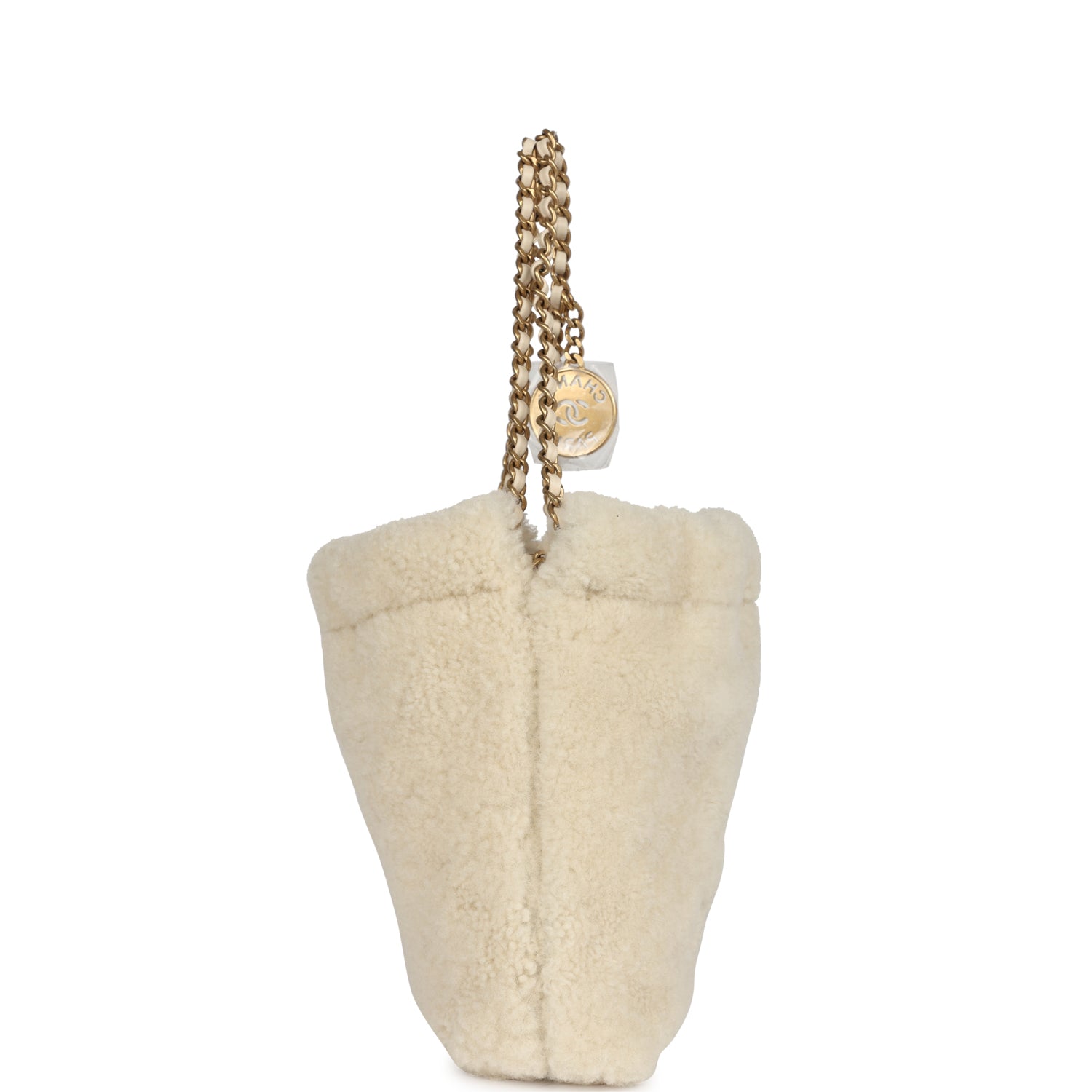 Mini 22 Bag Ecru Shearling Gold Hardware