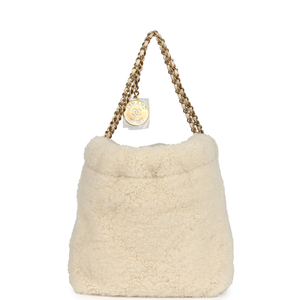 Mini 22 Bag Ecru Shearling Gold Hardware