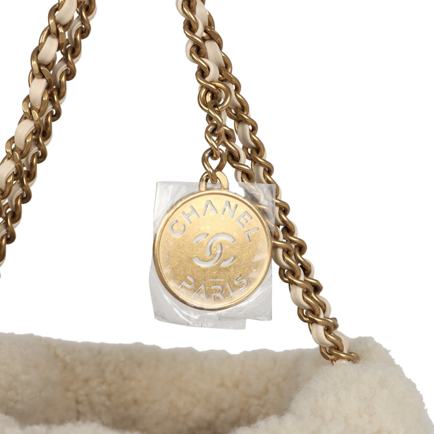 Mini 22 Bag Ecru Shearling Gold Hardware