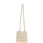 Mini 22 Bag Ecru Shearling Gold Hardware