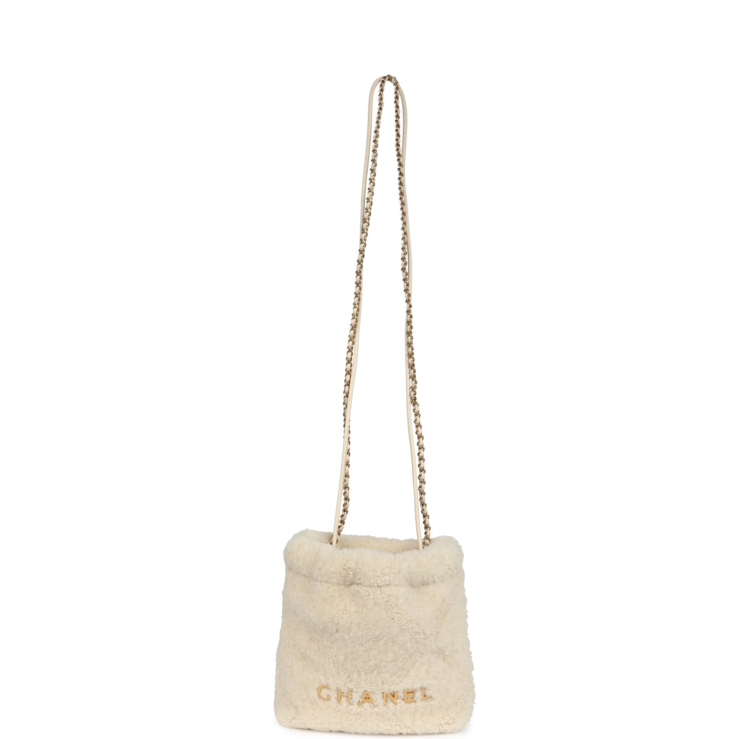 Mini 22 Bag Ecru Shearling Gold Hardware