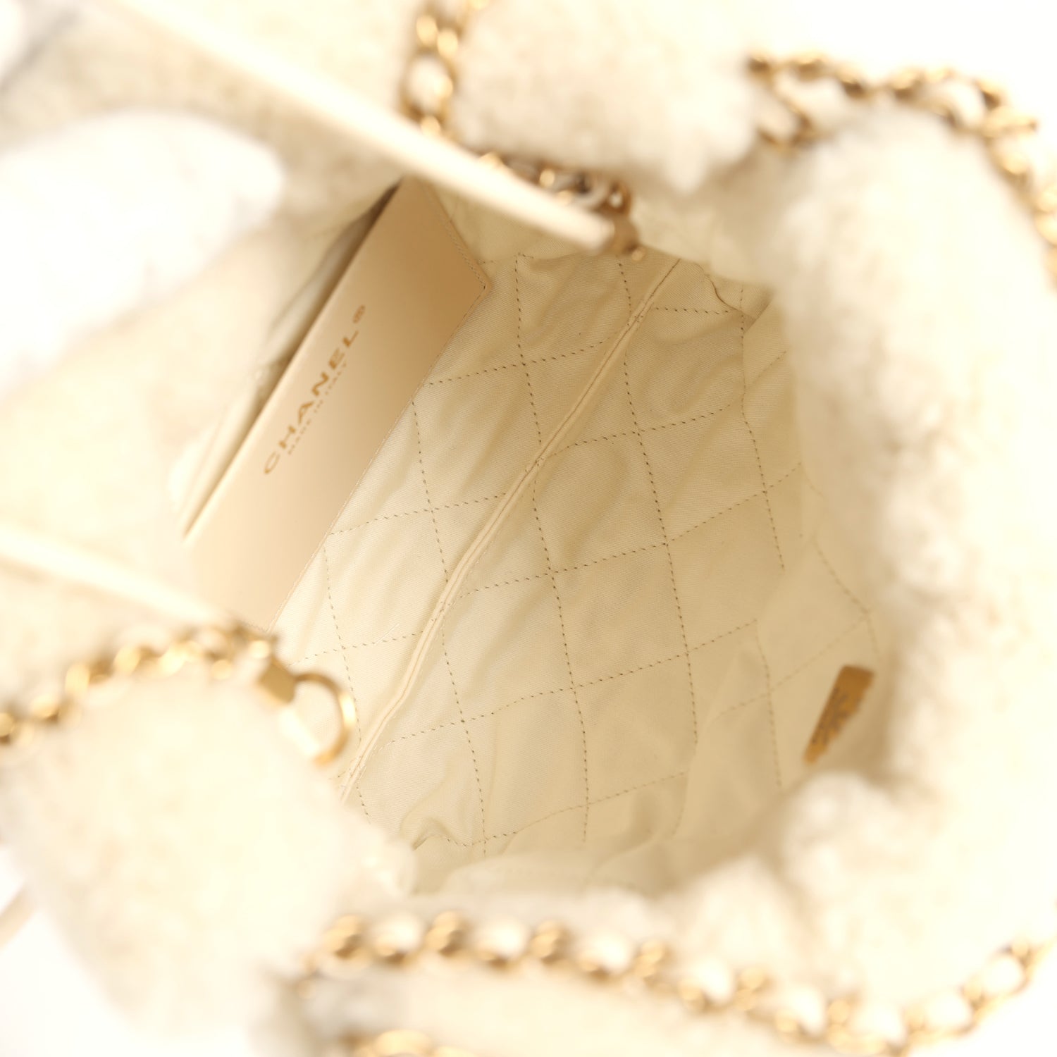 Mini 22 Bag Ecru Shearling Gold Hardware