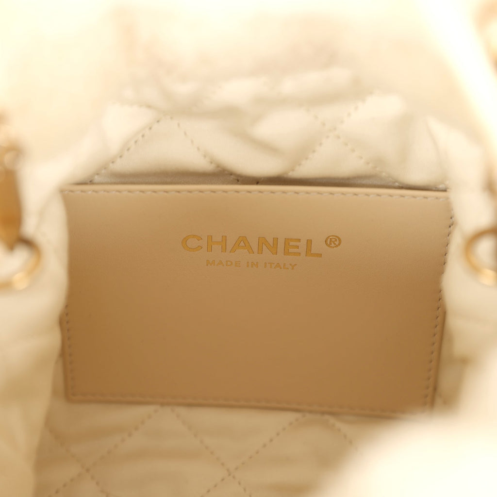 Mini 22 Bag Ecru Shearling Gold Hardware