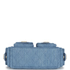 Large Cargo Hobo Bag Light Blue Washed Denim Brushed Gold Hardware