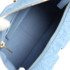 Large Cargo Hobo Bag Light Blue Washed Denim Brushed Gold Hardware