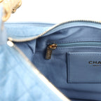 Large Cargo Hobo Bag Light Blue Washed Denim Brushed Gold Hardware