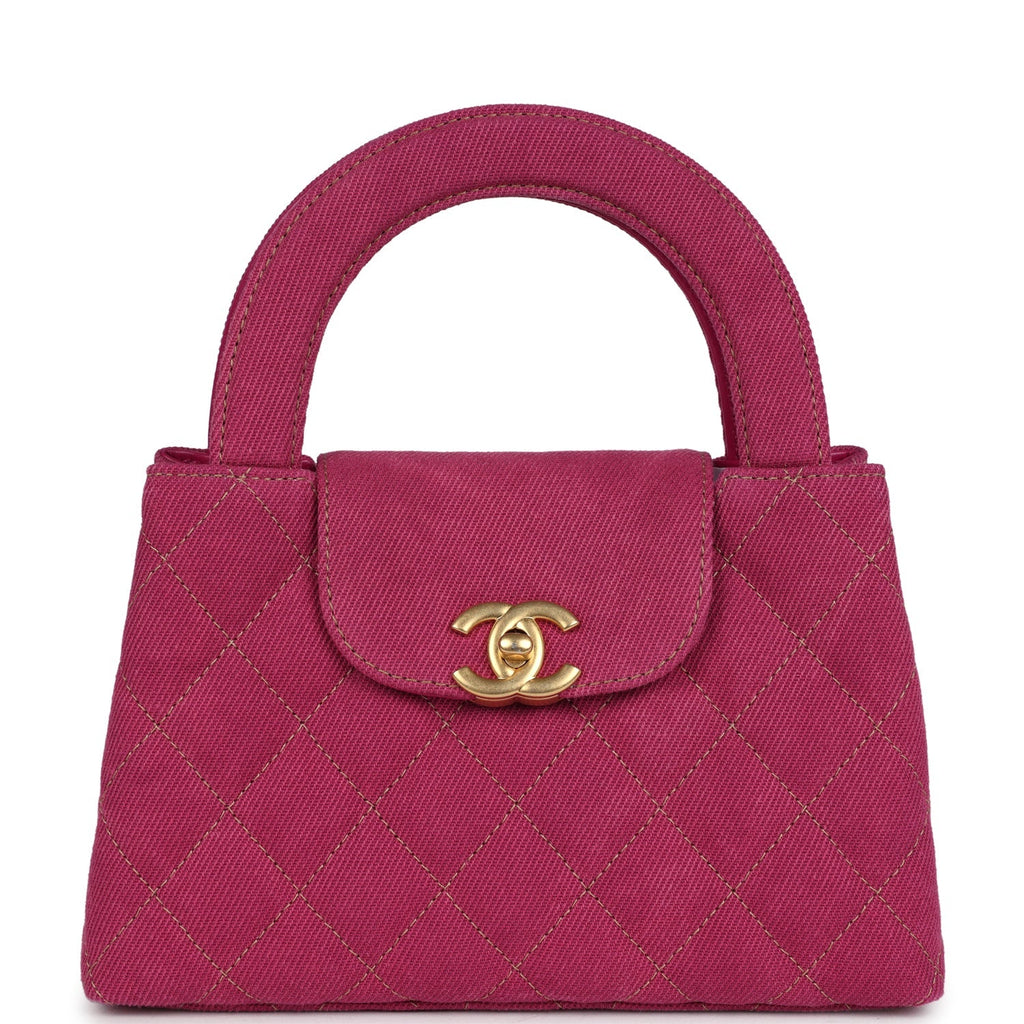 Small Kelly Shopper Pink Washed Denim Brushed Gold Hardware