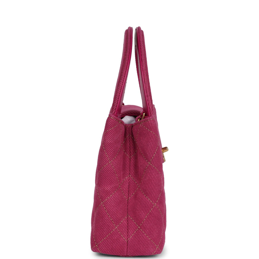 Small Kelly Shopper Pink Washed Denim Brushed Gold Hardware