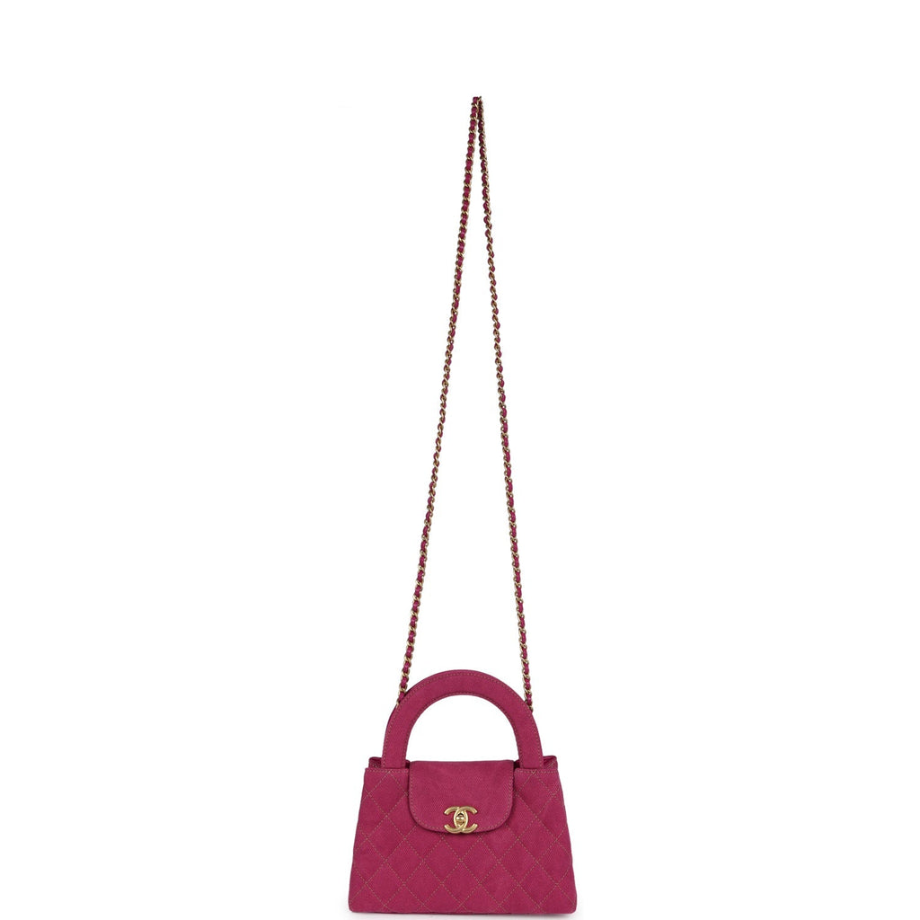 Small Kelly Shopper Pink Washed Denim Brushed Gold Hardware
