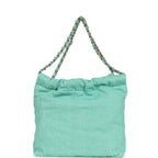 Small 22 Bag Light Green Washed Denim Gold Hardware