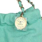Small 22 Bag Light Green Washed Denim Gold Hardware
