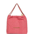 Small 22 Bag Light Red Washed Denim Gold Hardware
