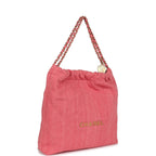Small 22 Bag Light Red Washed Denim Gold Hardware