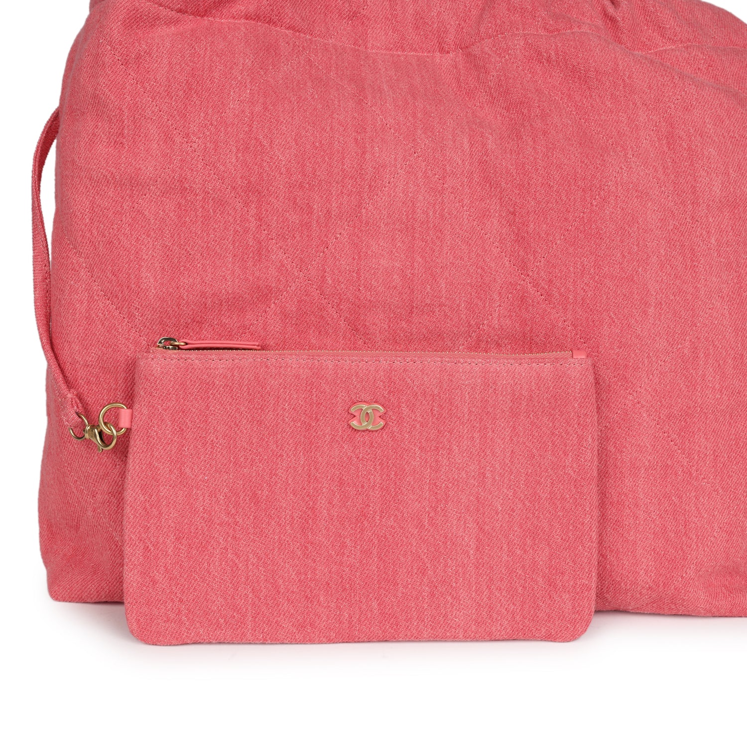 Small 22 Bag Light Red Washed Denim Gold Hardware