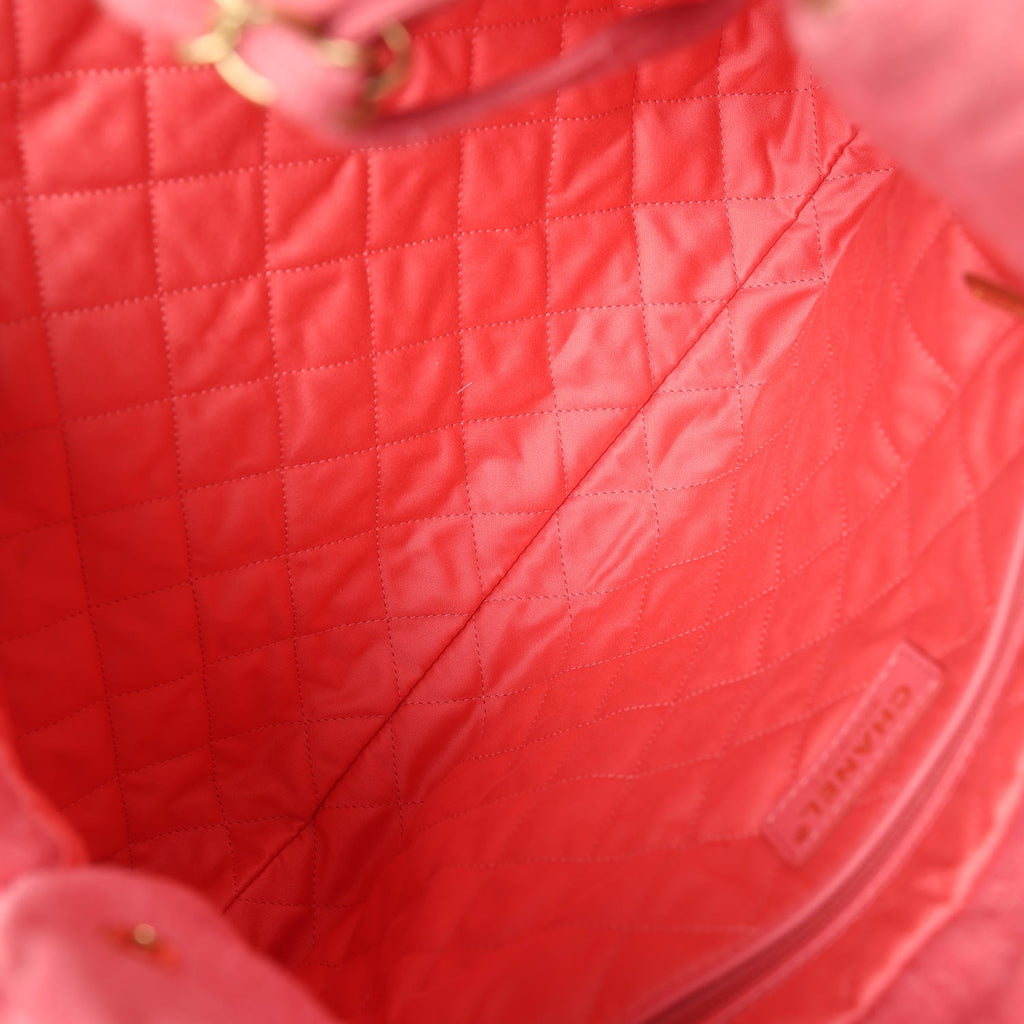 Small 22 Bag Light Red Washed Denim Gold Hardware