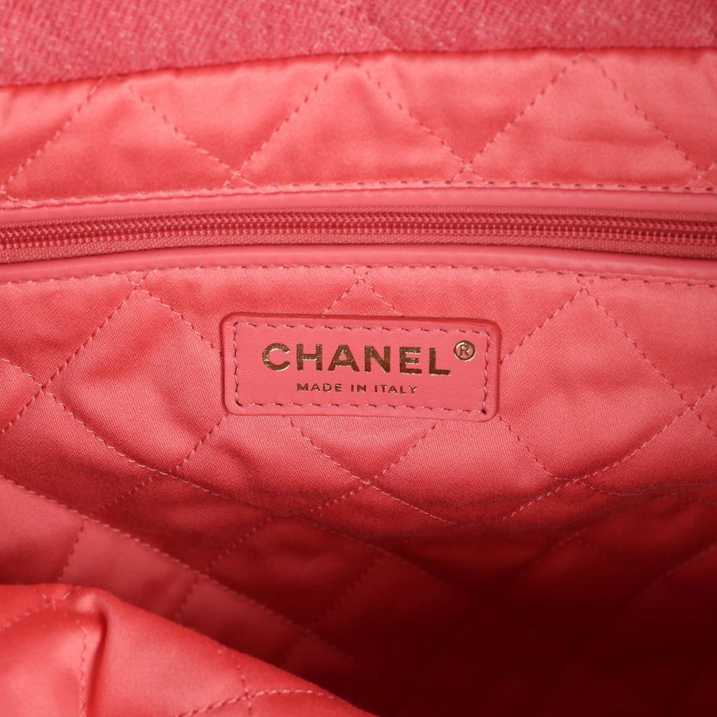 Small 22 Bag Light Red Washed Denim Gold Hardware