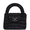 Nano Kelly Shopper Black and Grey Printed Denim Ruthenium Hardware