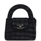 Nano Kelly Shopper Black and Grey Printed Denim Ruthenium Hardware