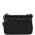 Mini Top Handle Flap Bag Black Grained Calfskin Brushed Gold Hardware