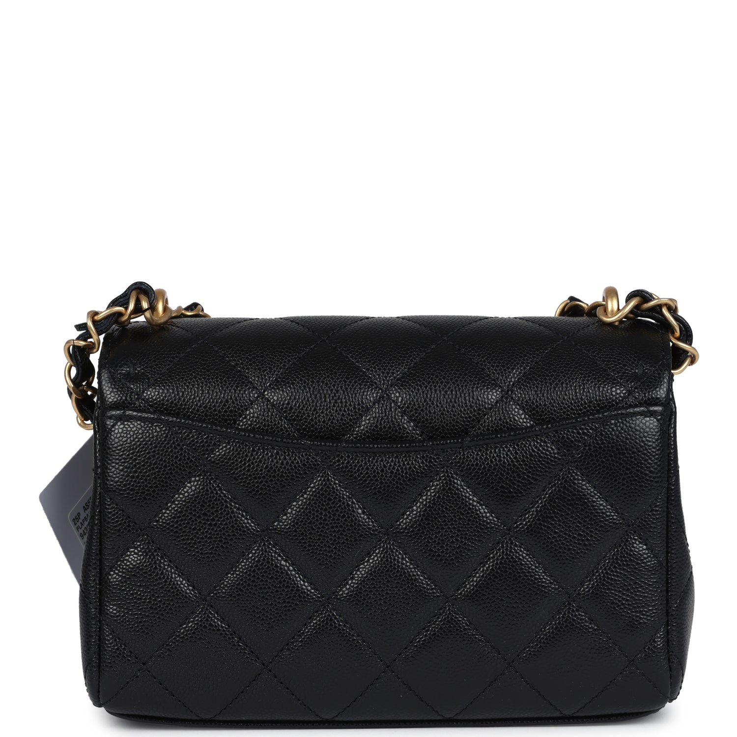 Mini Top Handle Flap Bag Black Grained Calfskin Brushed Gold Hardware