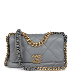Medium 19 Flap Bag Grey Lambskin Mixed Metal Hardware
