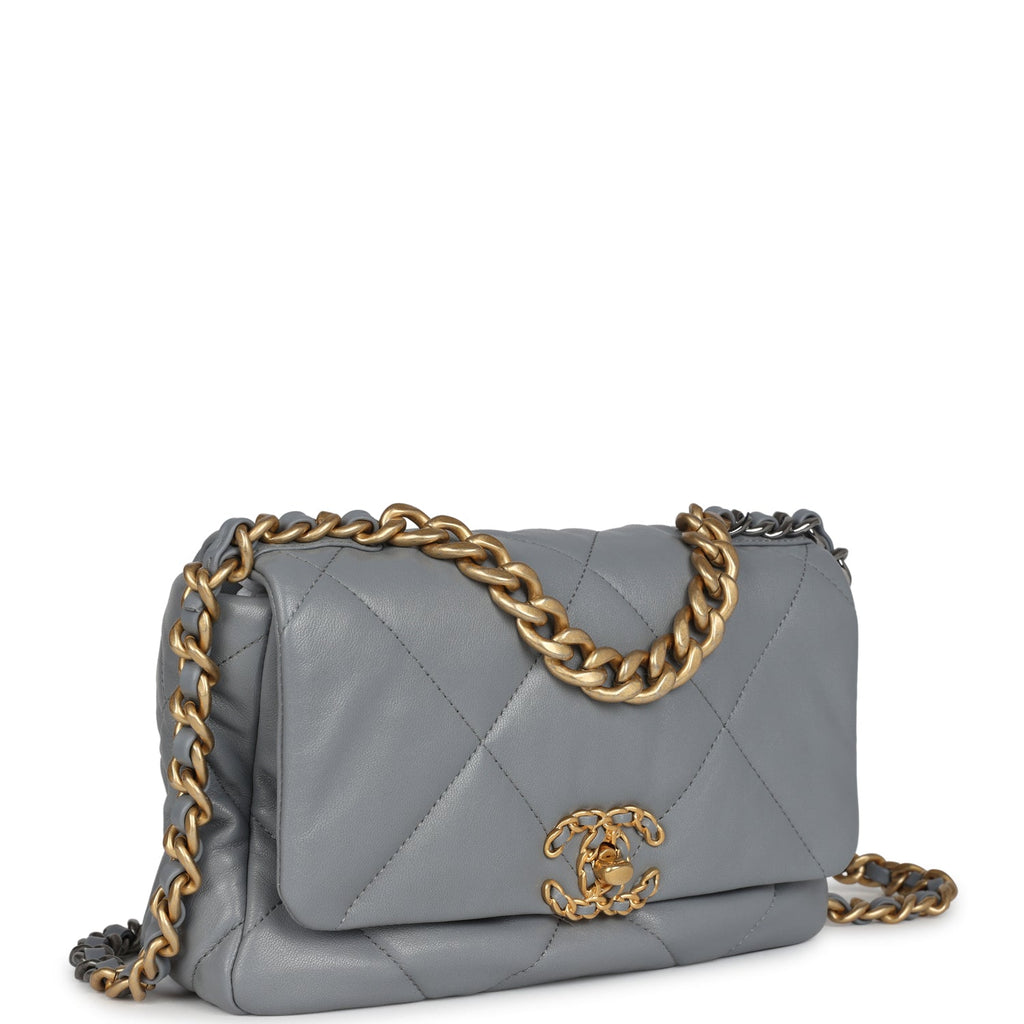 Medium 19 Flap Bag Grey Lambskin Mixed Metal Hardware