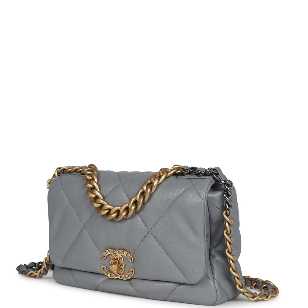 Medium 19 Flap Bag Grey Lambskin Mixed Metal Hardware