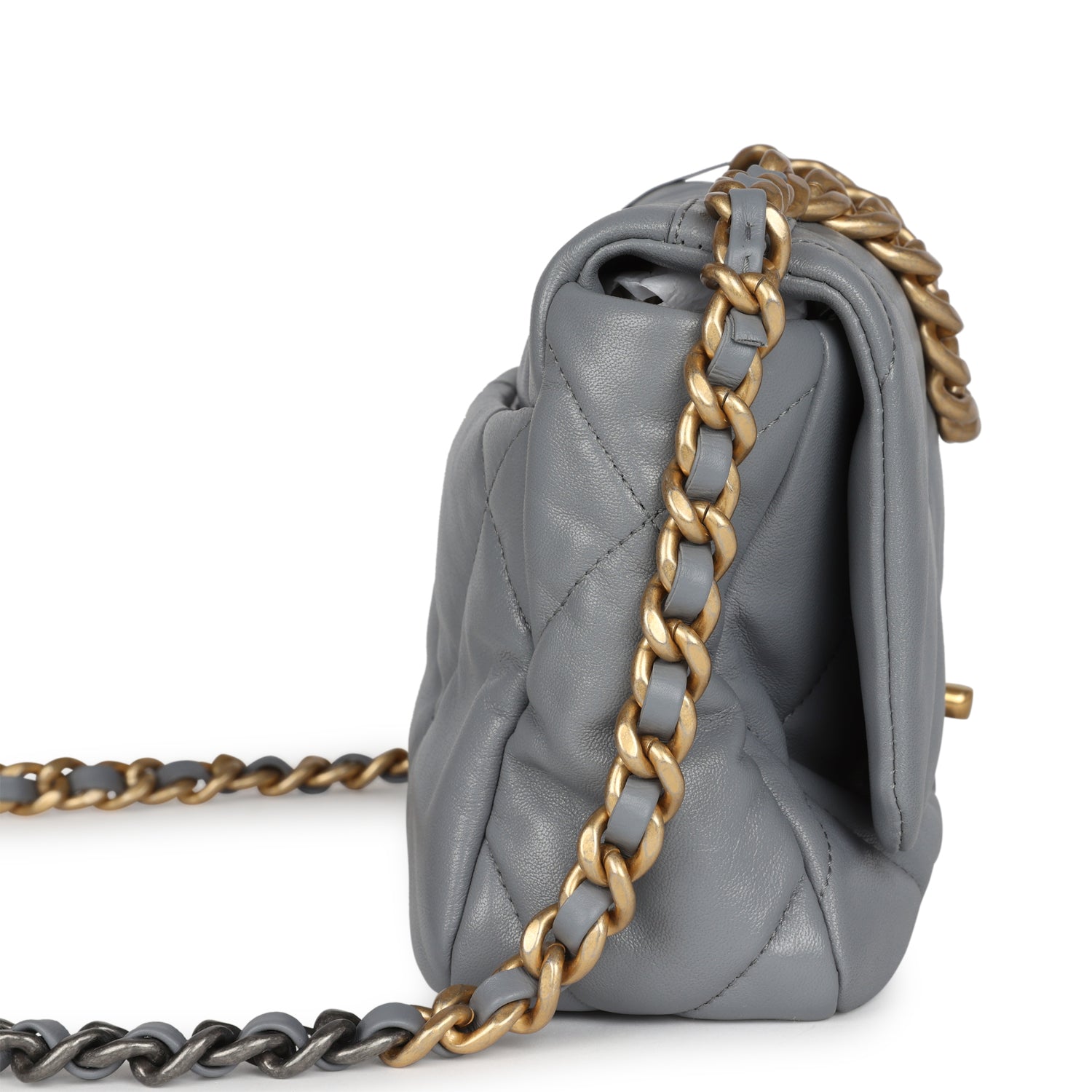 Medium 19 Flap Bag Grey Lambskin Mixed Metal Hardware