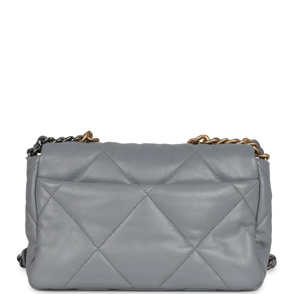 Medium 19 Flap Bag Grey Lambskin Mixed Metal Hardware