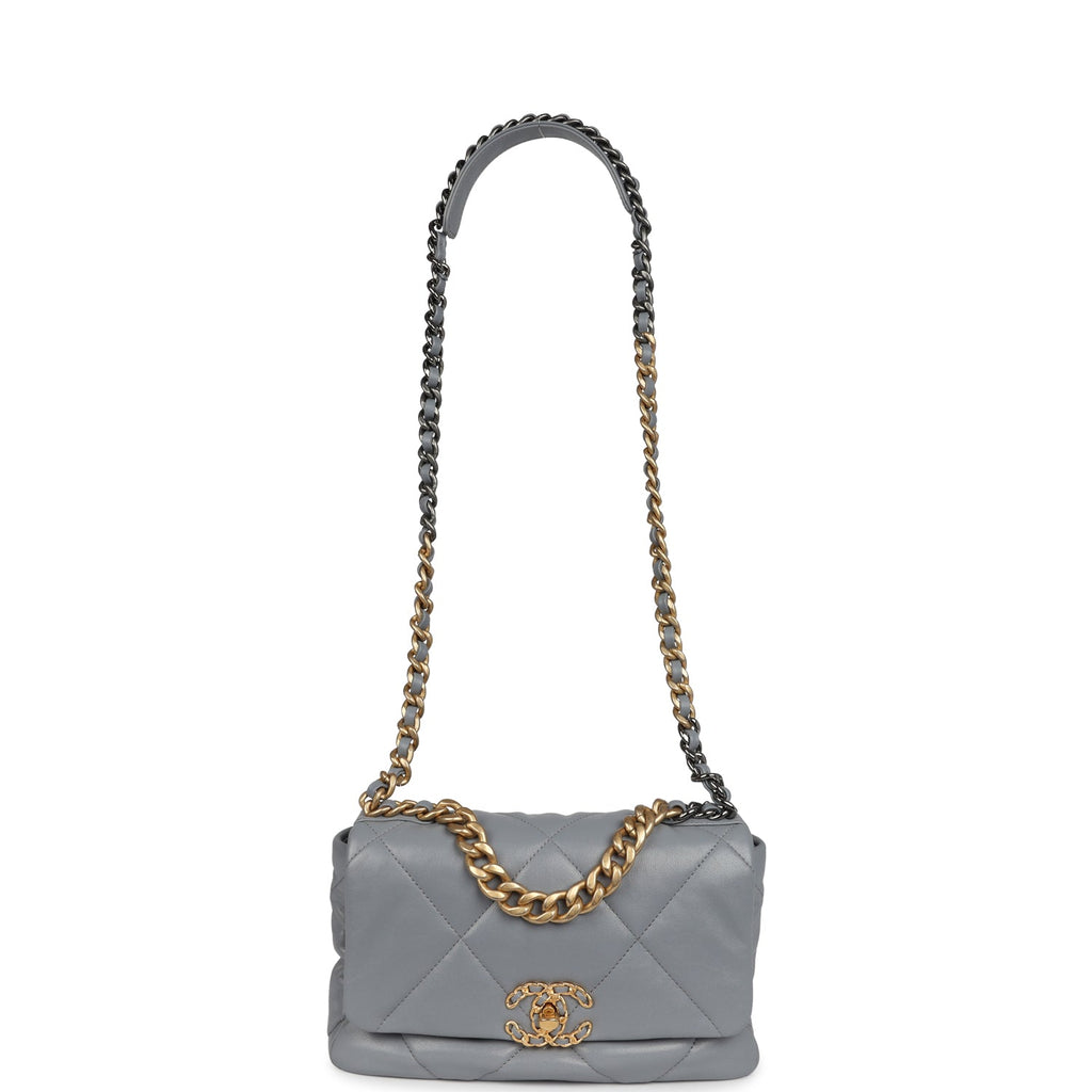 Medium 19 Flap Bag Grey Lambskin Mixed Metal Hardware