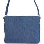 Large Supple Twins Hobo Bag Blue Denim Brushed Gold Hardware