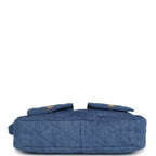 Large Supple Twins Hobo Bag Blue Denim Brushed Gold Hardware