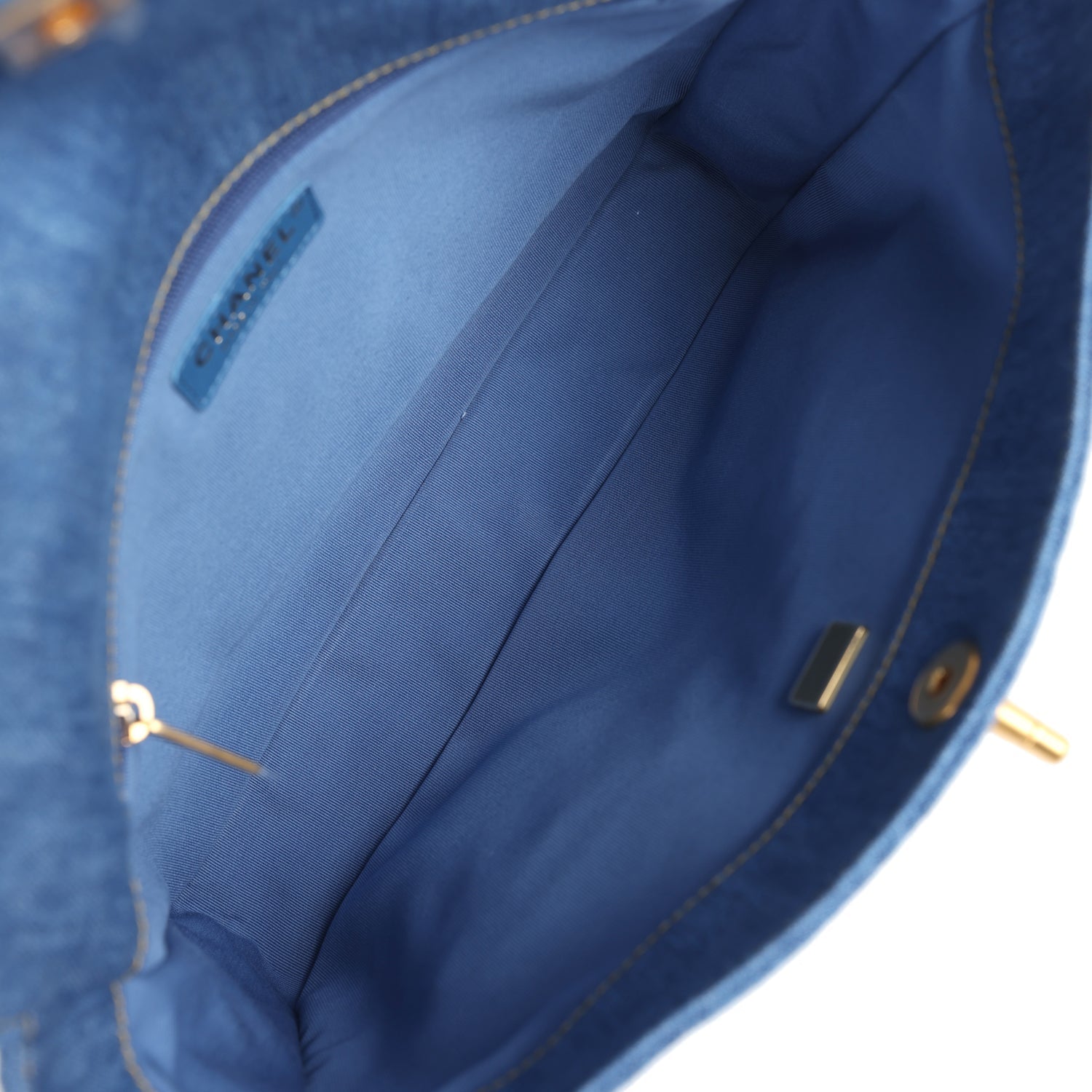 Large Supple Twins Hobo Bag Blue Denim Brushed Gold Hardware