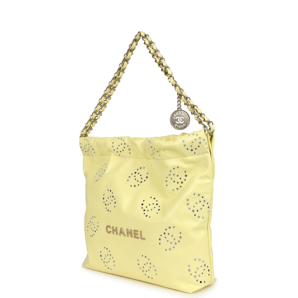 Small 22 Bag Yellow Shiny Calfskin Brushed Gold Hardware