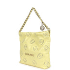 Small 22 Bag Yellow Shiny Calfskin Brushed Gold Hardware