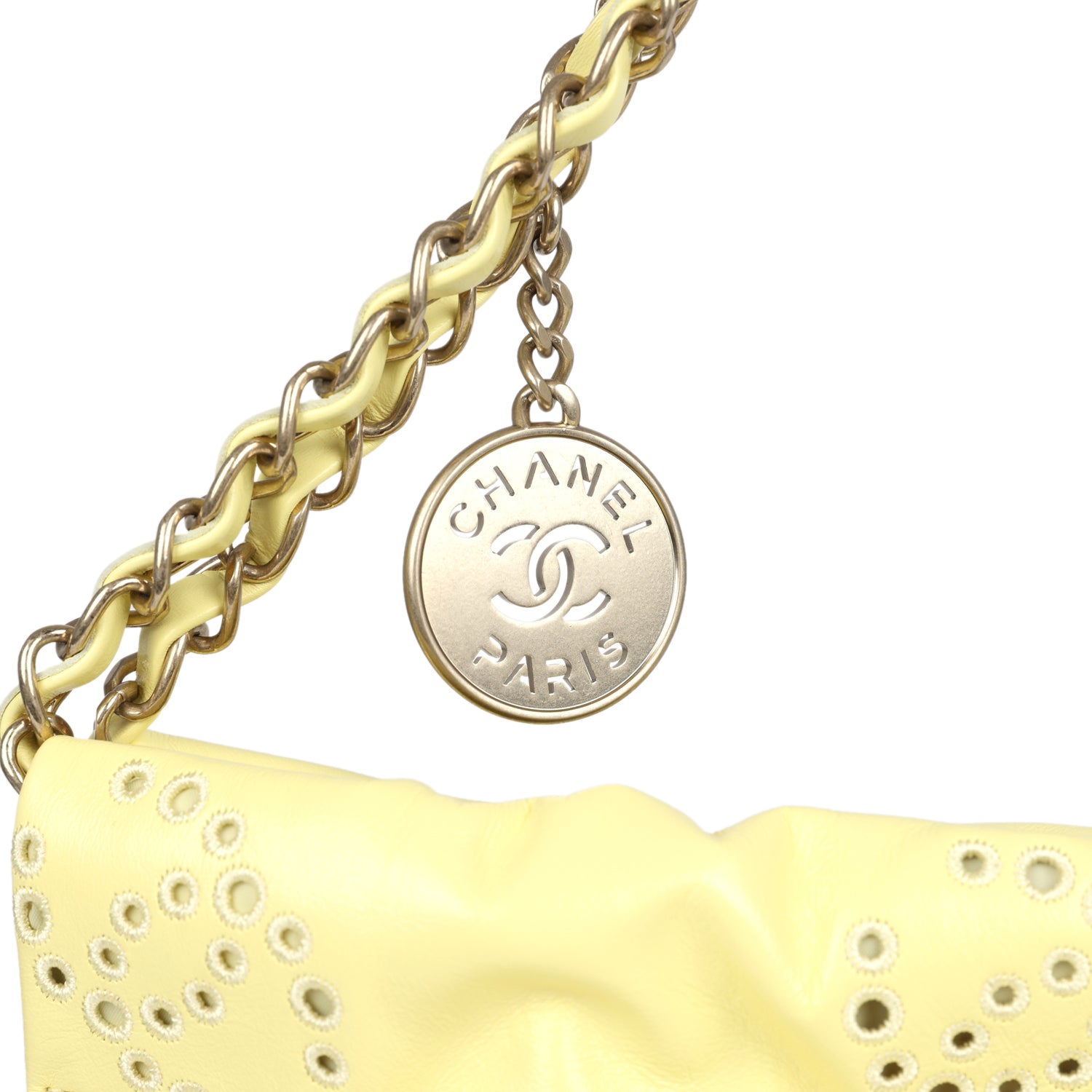 Small 22 Bag Yellow Shiny Calfskin Brushed Gold Hardware
