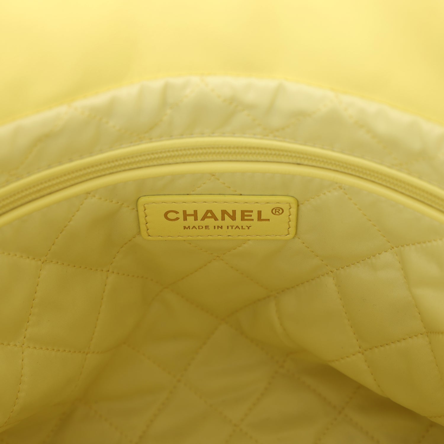 Small 22 Bag Yellow Shiny Calfskin Brushed Gold Hardware