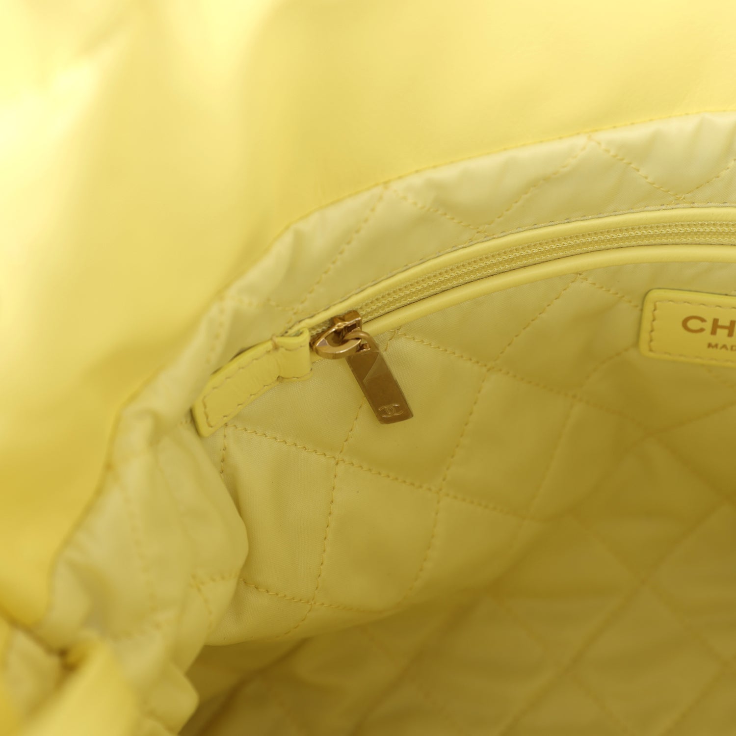 Small 22 Bag Yellow Shiny Calfskin Brushed Gold Hardware