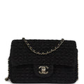 Mini Summer Nights Flap Bag Black Woven Patent Leather Light Gold Hardware