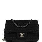 Mini Summer Nights Flap Bag Black Woven Patent Leather Light Gold Hardware