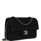 Mini Summer Nights Flap Bag Black Woven Patent Leather Light Gold Hardware
