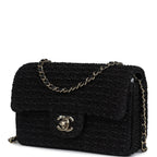 Mini Summer Nights Flap Bag Black Woven Patent Leather Light Gold Hardware