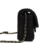 Mini Summer Nights Flap Bag Black Woven Patent Leather Light Gold Hardware