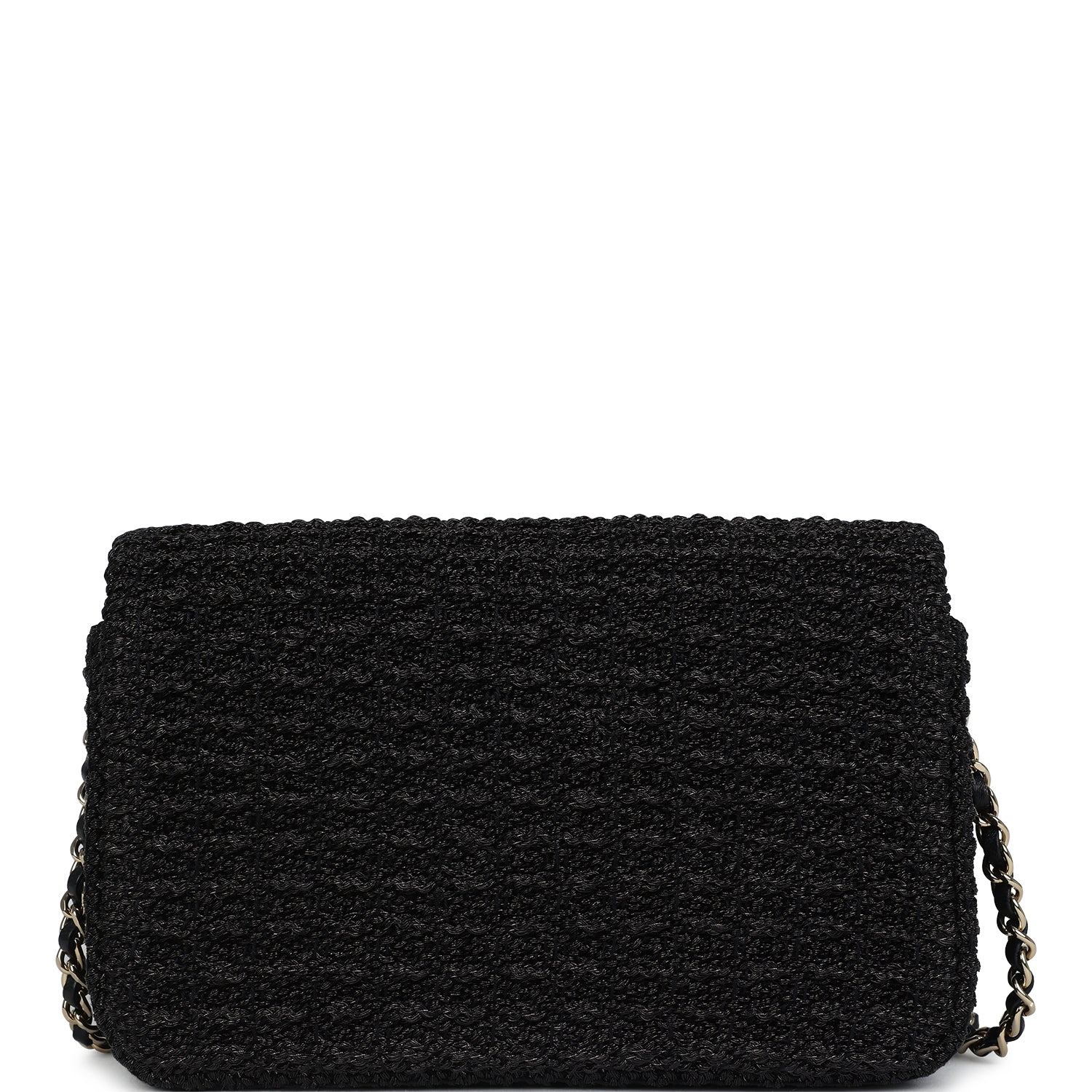 Mini Summer Nights Flap Bag Black Woven Patent Leather Light Gold Hardware