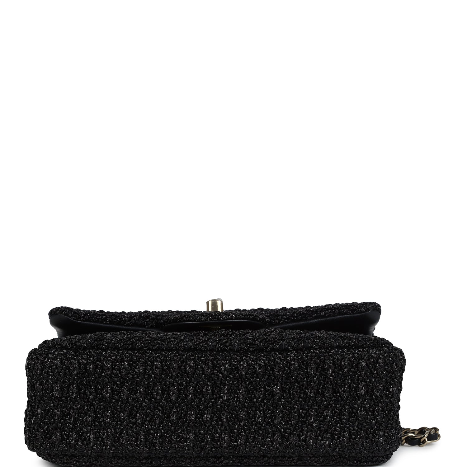 Mini Summer Nights Flap Bag Black Woven Patent Leather Light Gold Hardware