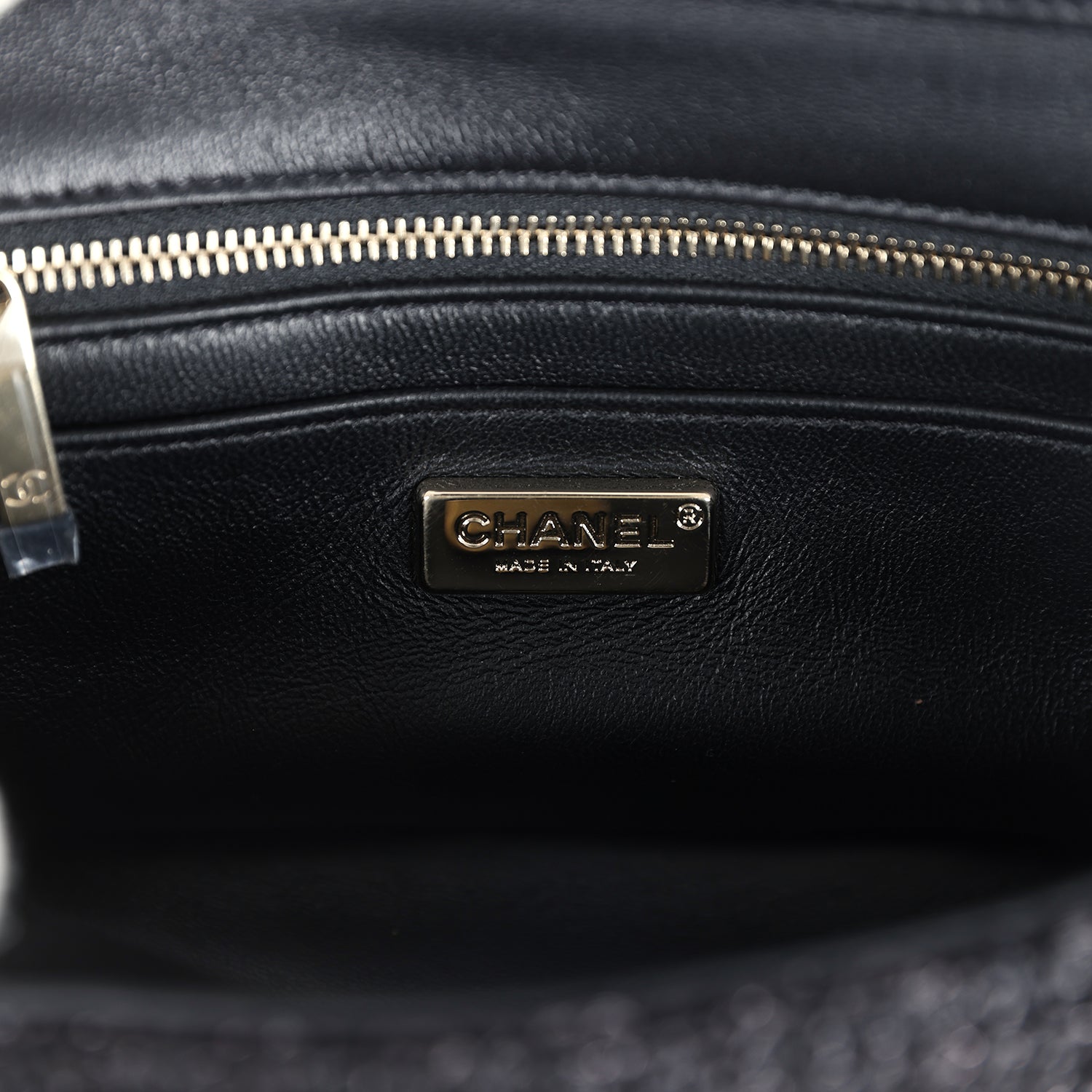 Mini Summer Nights Flap Bag Black Woven Patent Leather Light Gold Hardware