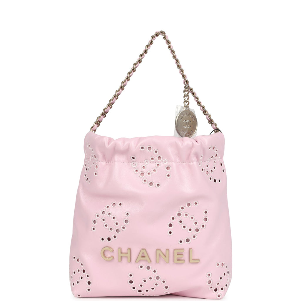 Mini 22 Bag Pink Shiny Calfskin Brushed Gold Hardware